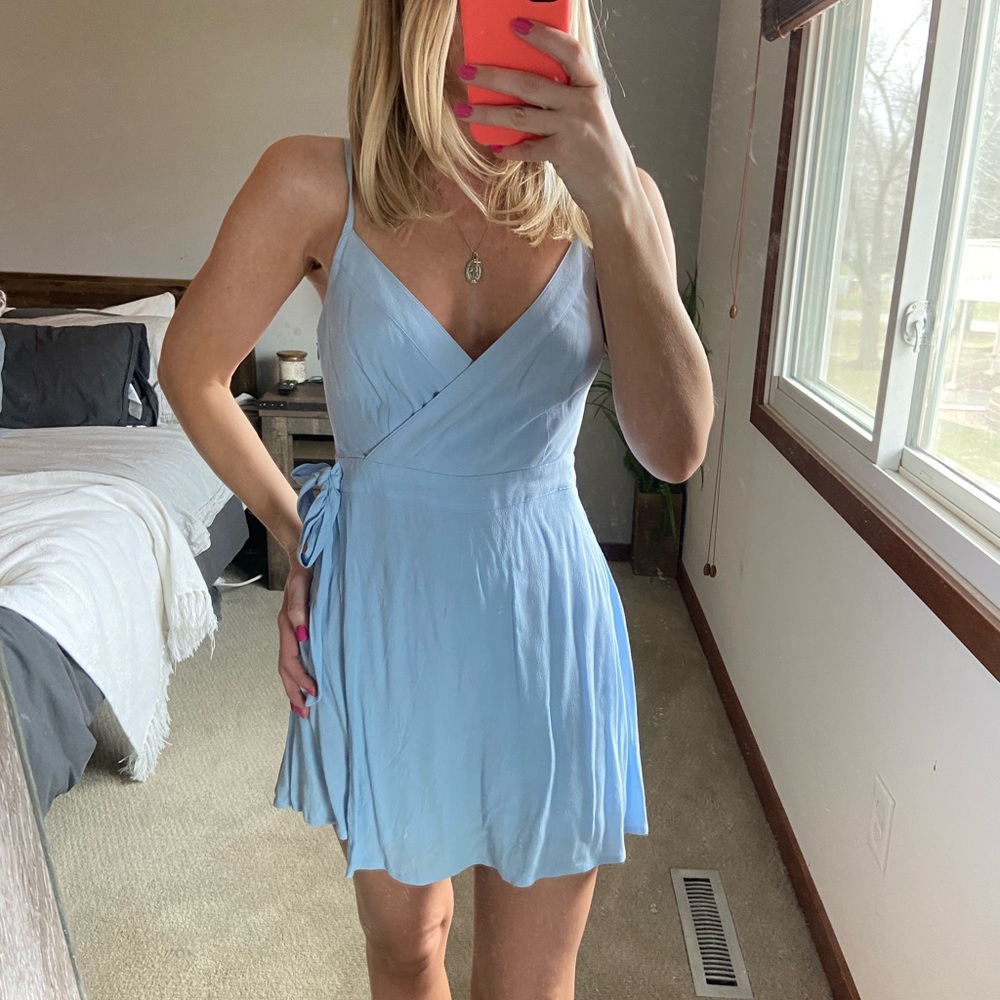 Baby blue Forever 21 wrap Romper